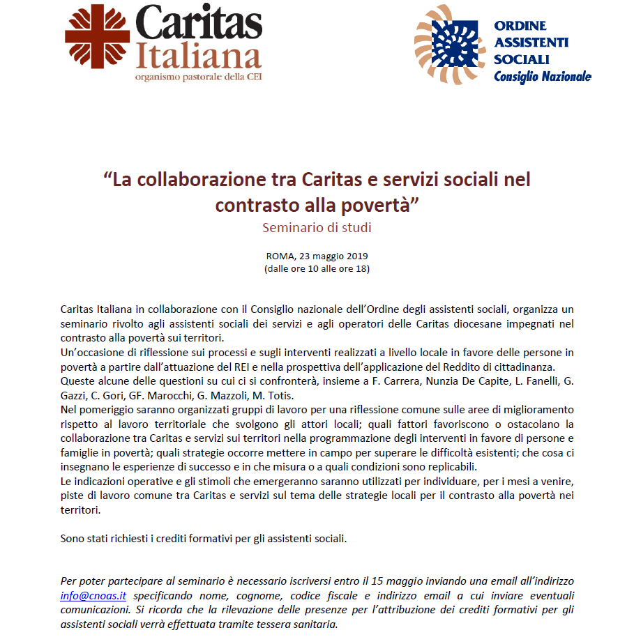 La collaborazione tra Caritas e servizi sociali nel contrasto alla povertà